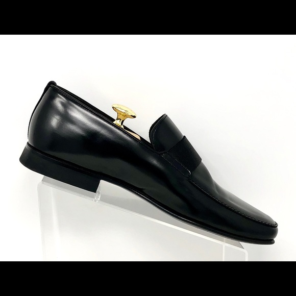 Prada Black Leather Web Dress Loafers - Picture 5 of 8